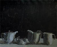 Teapots and jugs on black 200x168